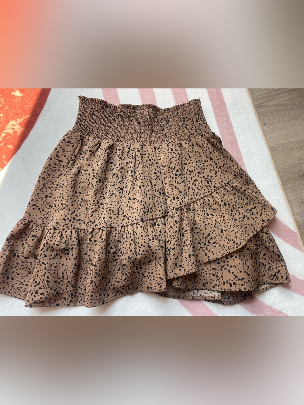 Altar'd State Brown/Black Tiered Smocked Waist Ruffle Skirt